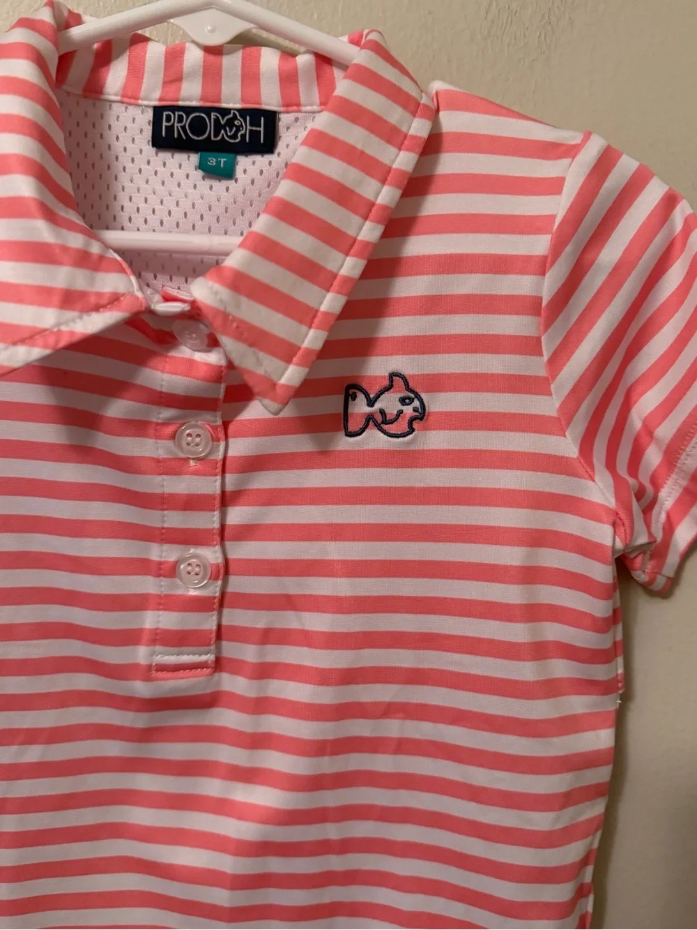 Prodoh Peach & White Striped Polo Shirt